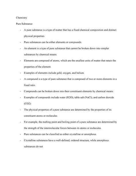 Chemistry-Pure Substance - Pure substances can be either elements or ...