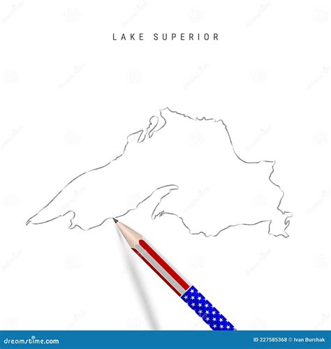 Lake Superior Vector Map Pencil Sketch Lake Superior Outline Map With