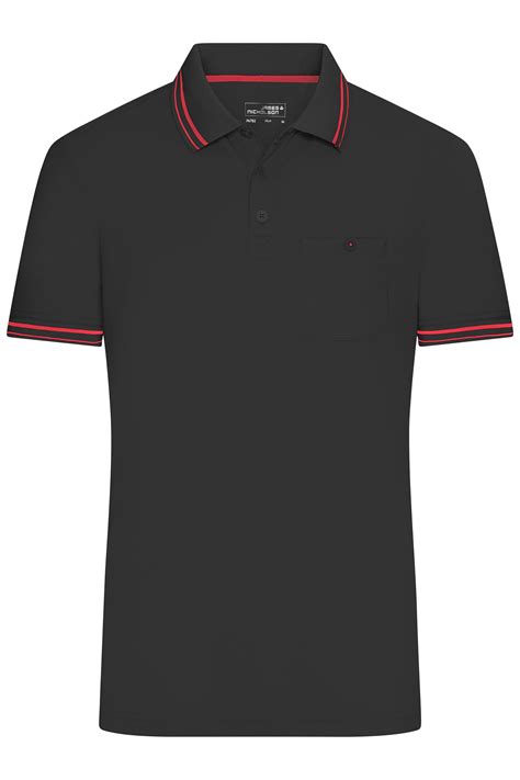 Men Men's Polo Black/red-Daiber