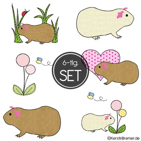 Meerschweinchen Doodle Stickdateien Set KerstinBremer De