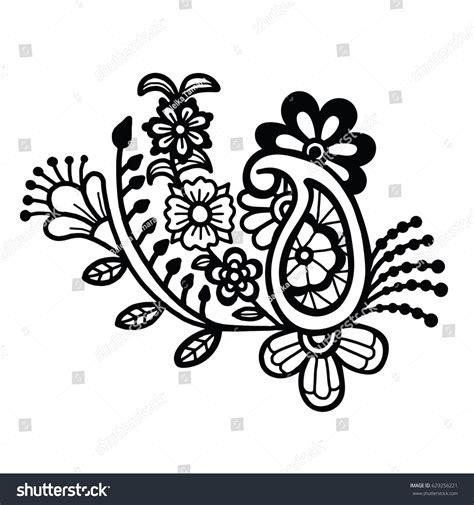 Mehndi Design Floral Pattern Coloring Book Stock Vector Royalty Free