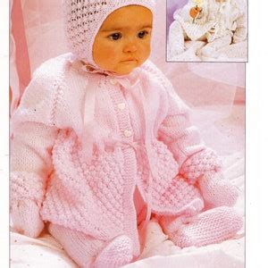 Pdf Vintage Baby Knitting Pattern Cardigans Chest Lace Pretty