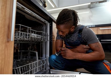 Close Portrait African American Repairman Stylish Stock Photo