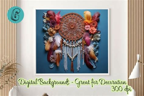 Boho Feathers Macrame Background 01 Graphic By Glamour Creative Fabrica