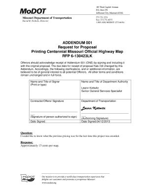 Fillable Online Modot Addendum Request For Proposal Printing