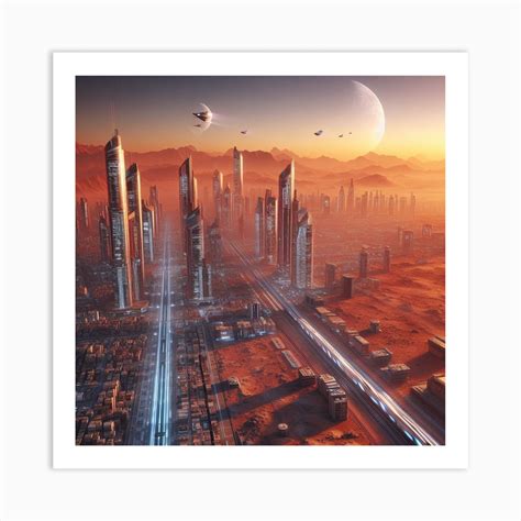 Futuristic City On Mars Art Print by Oliver James - Fy