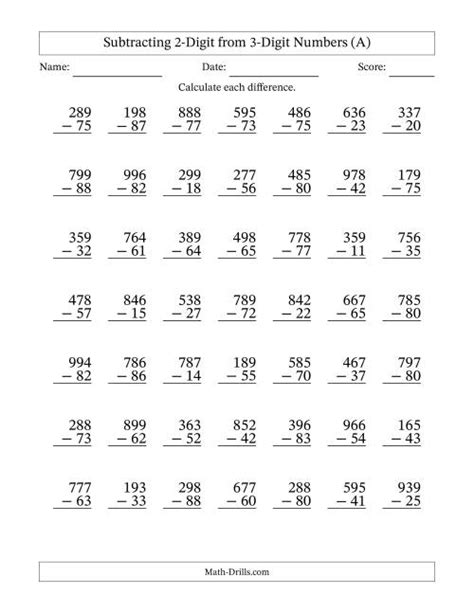 Double Digit Addition And Subtraction With Regrouping Off