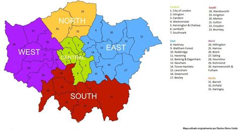 Distritos Mapa De Londres Por Zonas Mapa Mundi