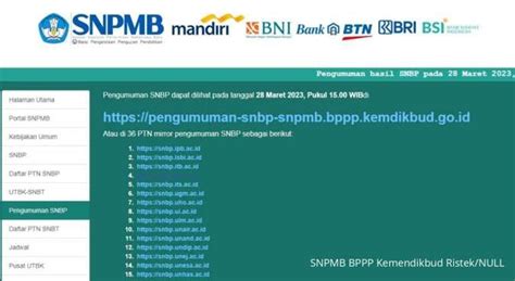 Catat Ini Link Utama Dan 38 Link Mirror Pengumuman Snbp 2023