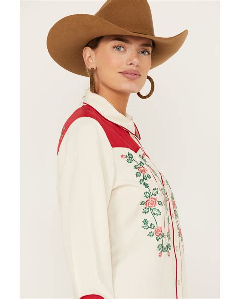 Product Name Scully Womens Floral Embroidered Long Sleeve Western