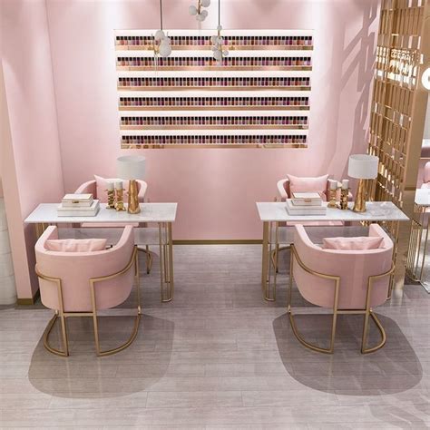 Salon de beauté déco en rose Güzellik salonu iç tasarım Salon iç