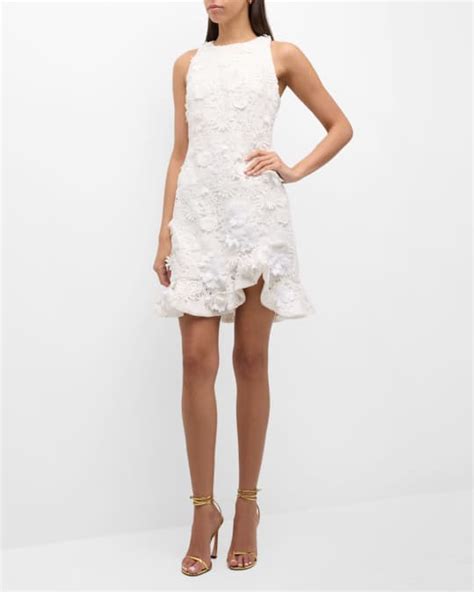 Ungaro Coral Sleeveless Floral Lace Mini Dress Neiman Marcus