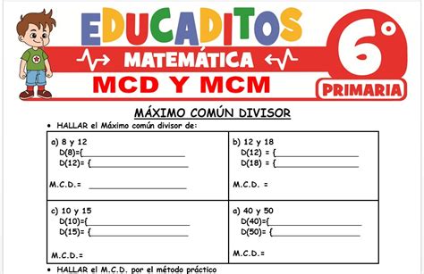 Mcd Y Mcm Para Sexto De Primaria