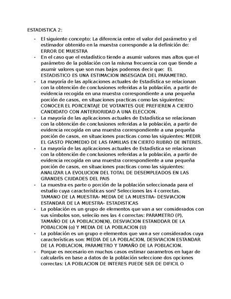 Estadistica Preguntero Parcial Estadistica El Siguiente