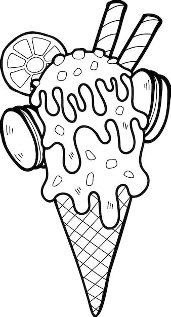 Premium Vector Hand Drawn Ice Cream Cone With Lemon Illustration