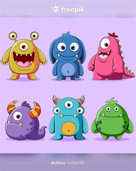 Premium Vector Set Of Cute Monsters Character Illustration Cute