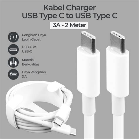 Kabel Charger Usb Type C To Usb Type C 3a 2 Meter White