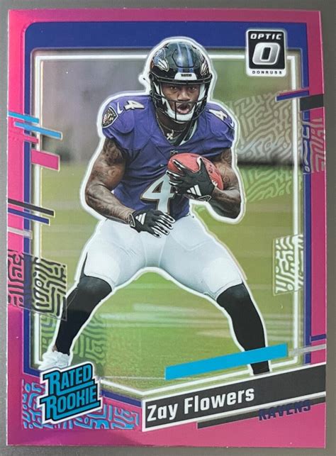 Zay Flowers Donruss Rated Rookie Optic Preview Pink Prizm