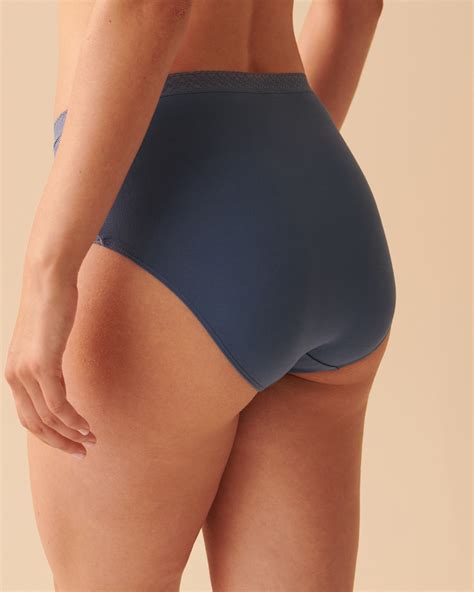 Super Soft Lace Detail High Waist Bikini Panty Blue Horizon La Vie