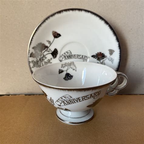 Vintage Mid Century NORCREST China 25th Anniversary Tea Cup Saucer