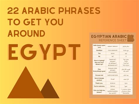 Egyptian Arabic Phrases Reference Sheet Etsy