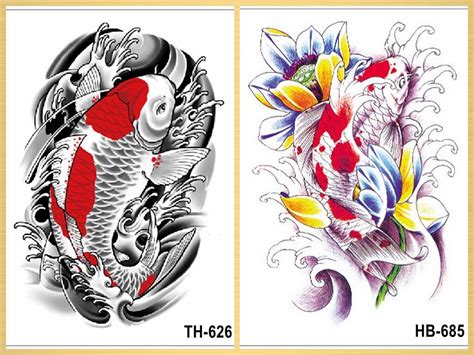 Koi Fish And Lotus Flower Tattoo Designs