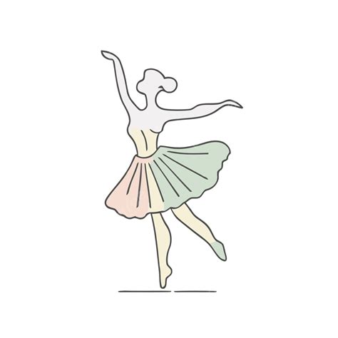 Imagem De Contorno Simples De Uma Jovem Bailarina Vetor Png Um Cone