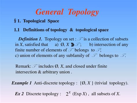 PPT - Fundamentals of Topology: Definitions and Examples in General