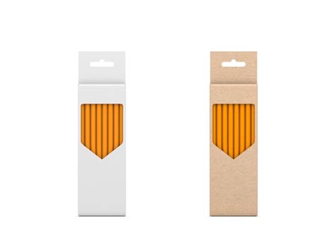 Premium Photo Two Pencils Sets In Brown And White Cardboard Box