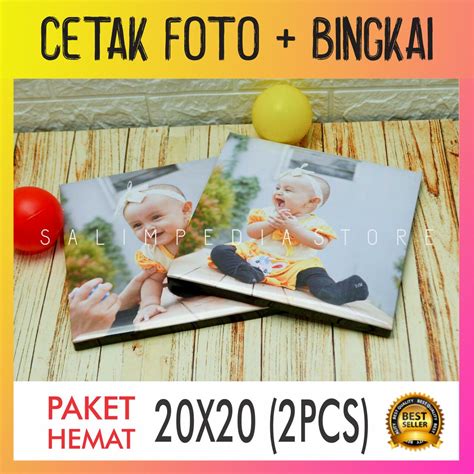 Jual PAKET HEMAT 2 PCS CETAK FOTO BINGKAI UKURAN 20X20 CM HIASAN