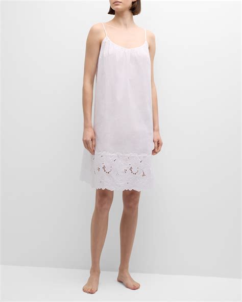 Hanro Clara Floral Embroidered Cotton Chemise Neiman Marcus