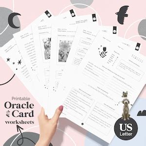 Printable Oracle Card Worksheets Black Edition Us Letter Etsy