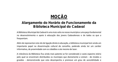 Mo Oalargamento Do Hor Rio De Funcionamento Da Biblioteca Municipal Do