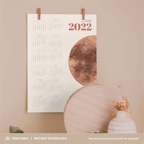 2022 Kalender mit Mondphasen druckbar Mond Kalender | Etsy Österreich