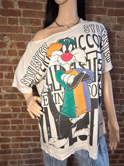 90s Vintage Sylvester The Cat Distressed T Shirt Etsy