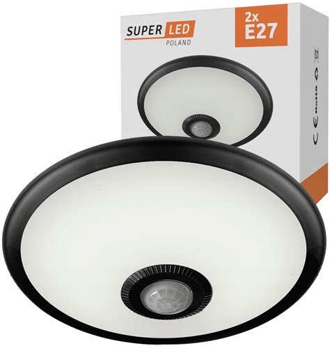 Plafon Oprawa Lampa Sufitowa LED 2x E27 Z Czujnikiem SuperLED CZARNY