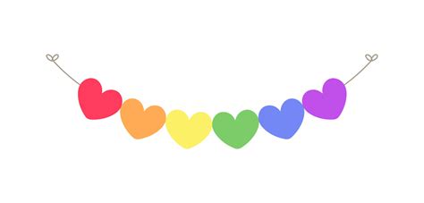 Rainbow Hearts Pride Month Garland Bunting Divider Simple Vector