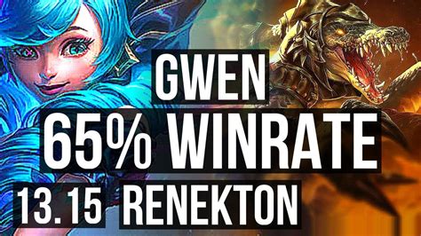 Gwen Vs Renekton Top 65 Winrate 1539 Legendary Euw