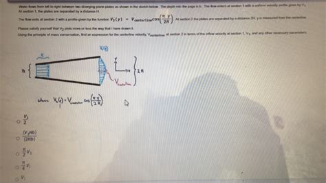 Solved Water Flows From Left To Right Between Two Diverging Chegg