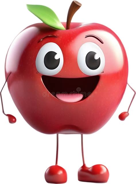 Adorable Cartoon Apple Grins With Rosy Cheeks Stock Illustration