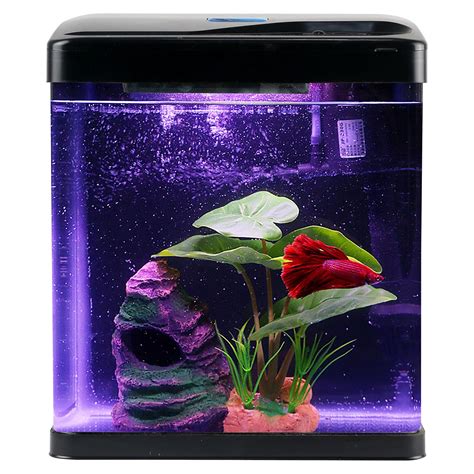 Betta Fish Tank Self Cleaning Glass 2 Gallon Small Aquarium Starter ...