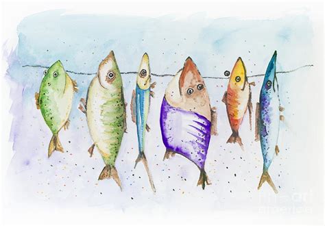 Funny Fish Painting By Irina Gromovaja Fine Art America