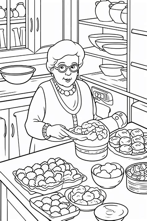 Premium Ai Image Grandma Makes Cookies In The Kitchen Cluttered Ai