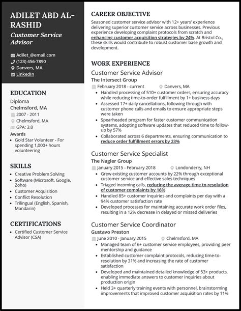 3 Customer Service Advisor Resume Examples Templates Edit Free