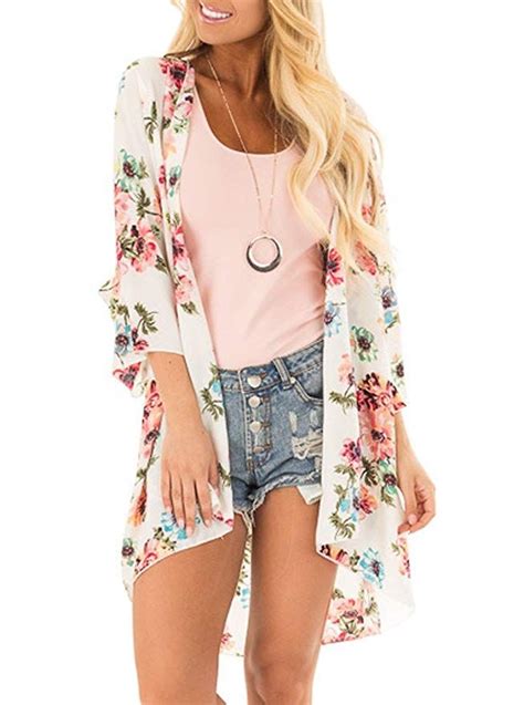 This Floral Print Kimono Long Cardigan Is Gorgeous For Adding A