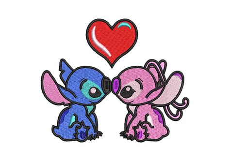 Stitch y Ángel Enamorados Diseños de Bordado Descargar Diseños de