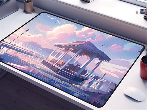 Lofi Anime Desk Mat Lo Fi Vaporwave Desk Mat Synthwave Gaming Desk Mat