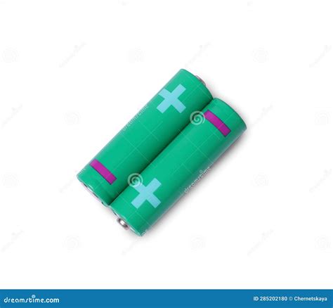 New AA Size Batteries Isolated On White Top View Stock Photo Image