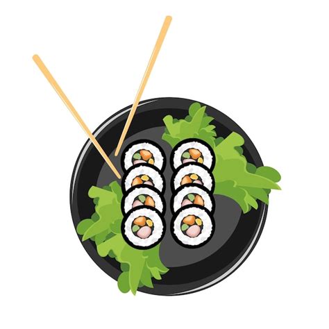 Chopsticks Holding Sushi Rolls On Dish Plate Snack Concept Sushi Exotic