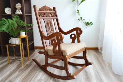 Premium AI Image Classic Wooden Rocking Chair With Intricate Details